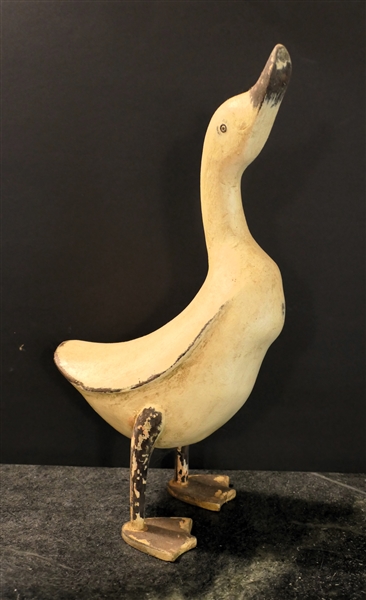 Smith & Hawken Teak Duck - Measures 16 1/4" Tall  - Original Sticker on Bottom of Foot 