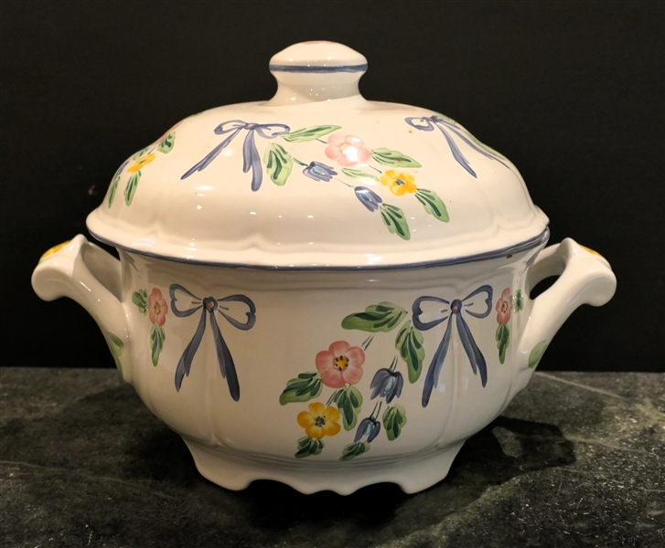 Herend Village Pottery Hand Painted Tureen with Lid - Measures 9" Tall 9 1/2" Across