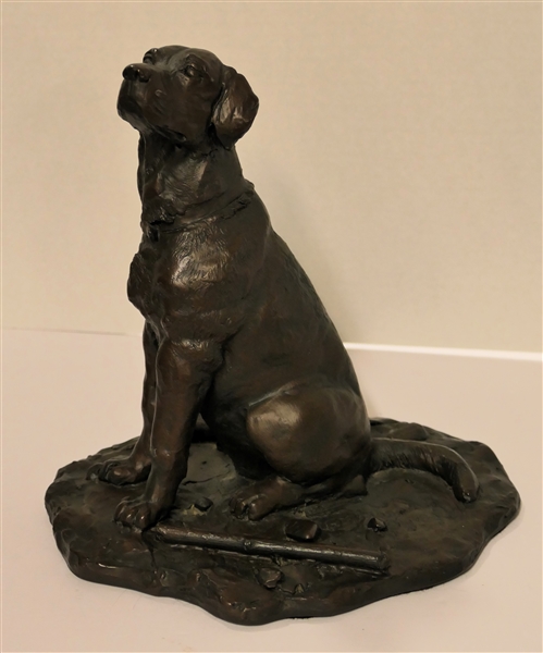 Composite Labrador Figure Signed - GM Worthington - Dated 1998 - OCC 1002 - Measures 10 1/2" Tall 10" Across