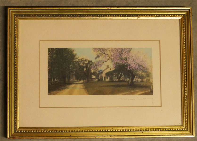 Hand Colored Wallace Nutting Print - Artist Signed - Framed and Matted - Frame Measures 8" by 11 1/2"