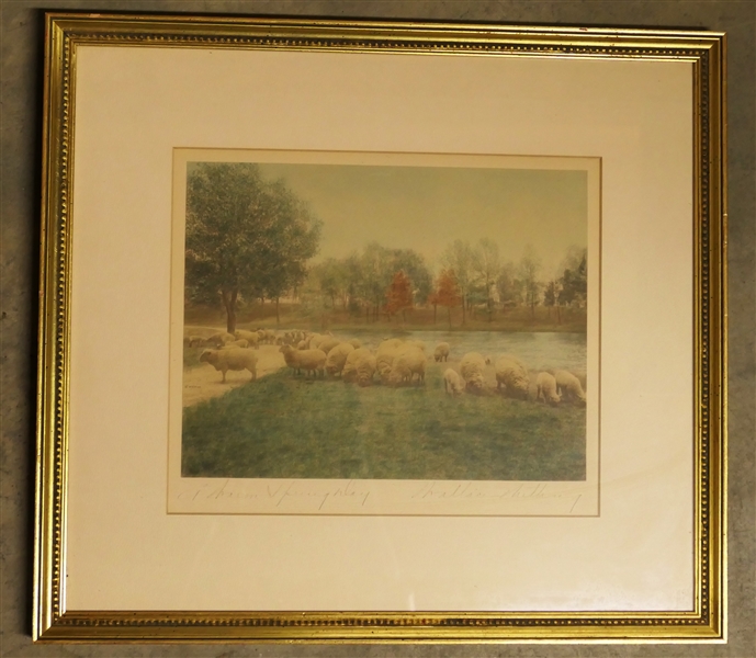 "Warm Spring Day" by Wallace Nutting - Hand Colored - Signed by The Artist - Framed and Matted - Frame Measures 14 1/2" by 16" 