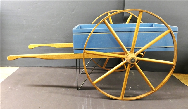 Child's or Doll Oak Wheel Barrow - Hand Painted CW 85'  - Measures 13 Tall 24 1/2 by 12 1/2 