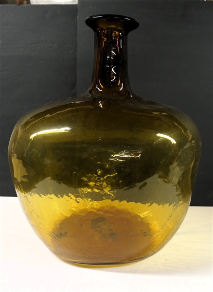 Amber Demi John Bottle Hand Blown -Broken Pontil - 2 Piece Mold - Measures 17" Tall 13" Wide 