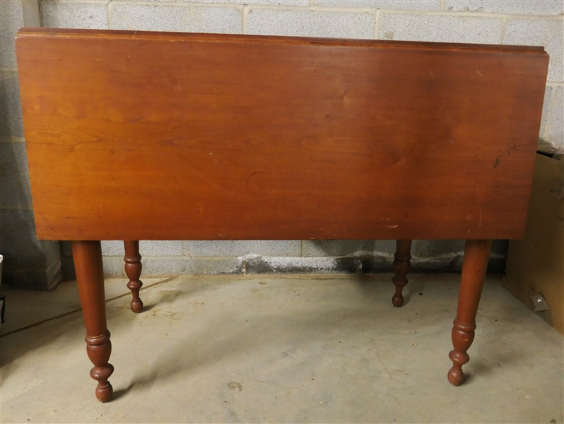 Solid Cherry Sheraton Drop Leaf Table - Measures 29" Tall 36" by 19" Each Leaf Measures 14"