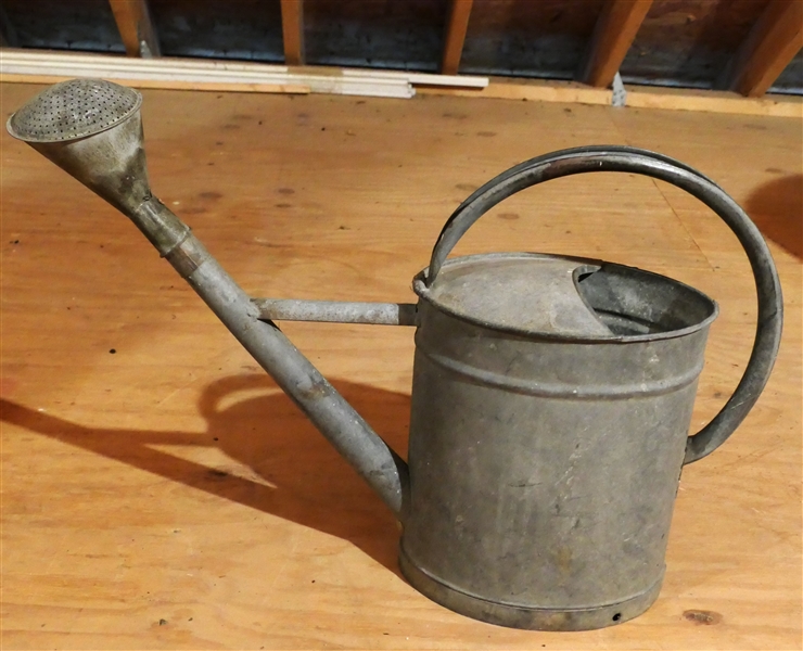 Very Large Galvanized Watering Can with Sprinkler Head - Can Measures 13" Tall 11" by 7 1/2" 