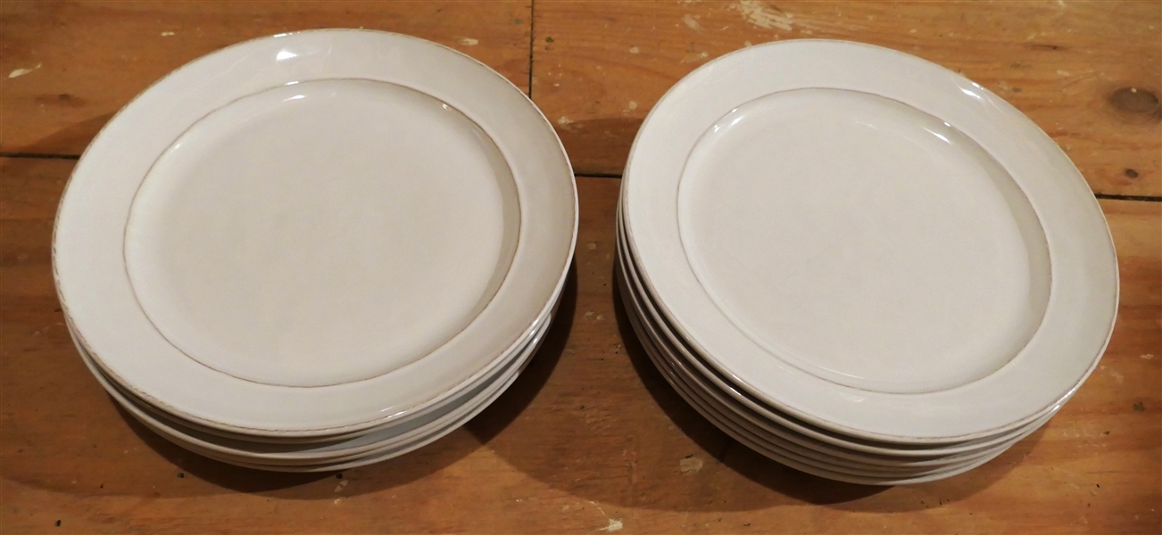 11 - Pottery Barn Hand Crafted in Portugal Cream Dinner Plates - Each Measures 12" Across