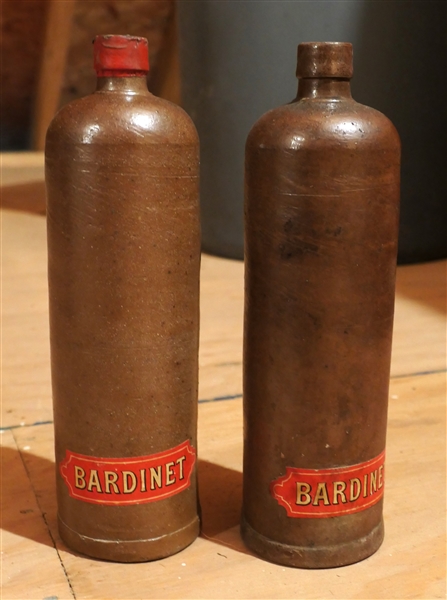 2 - German Stone Bottles - Bardinet - Each Measures 11" Tall 