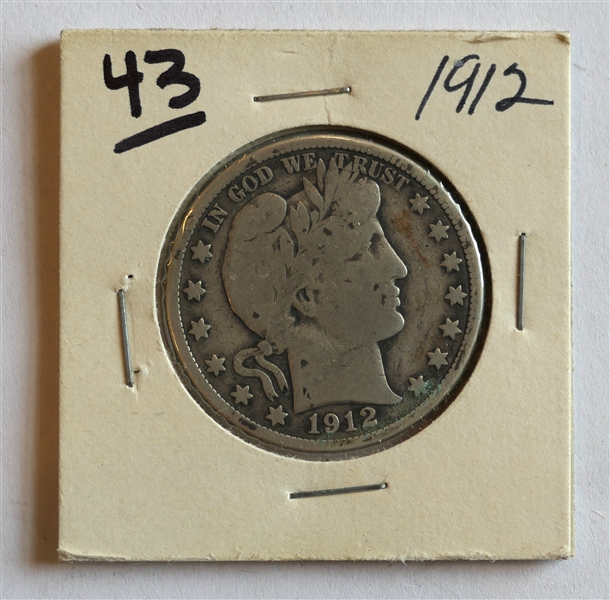 1912 Barber Silver Half Dollar 