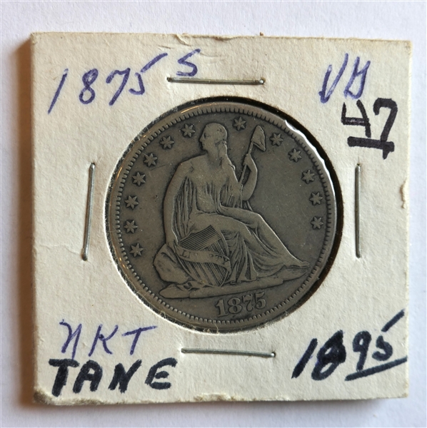 1875 S Liberty Seated Silver Half Dollar 