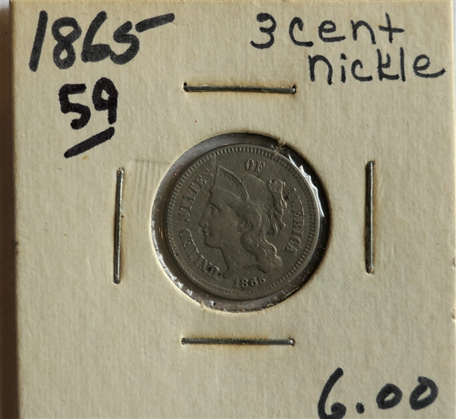 1865 United States 3 Cent Nickel 