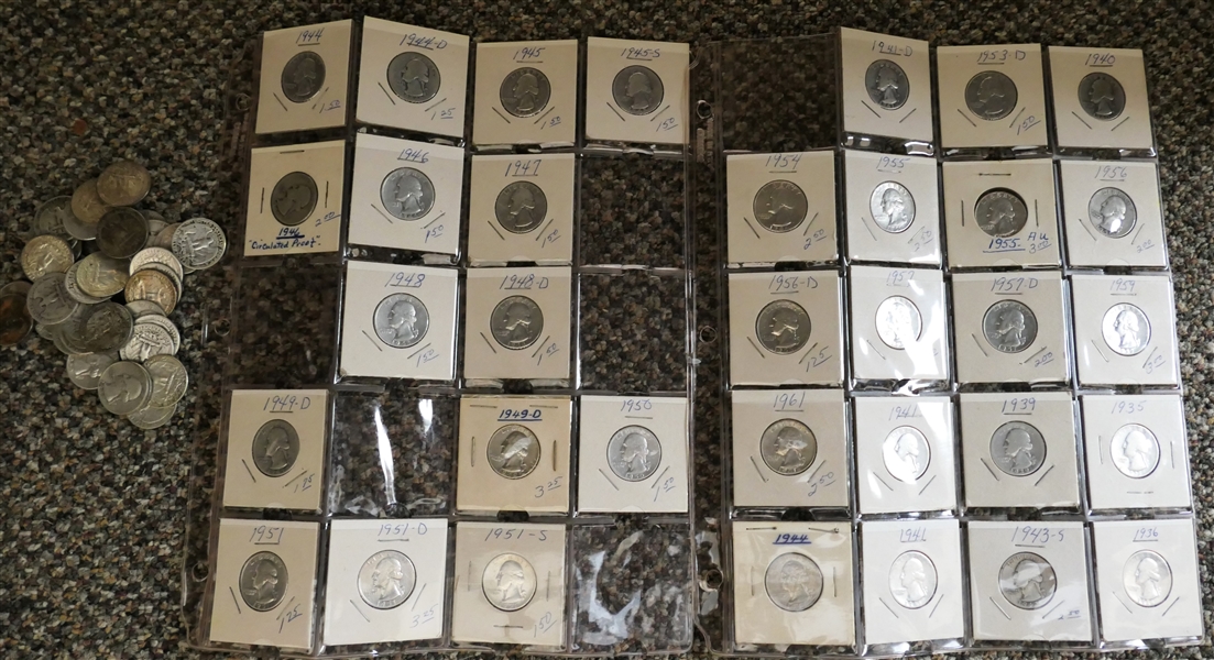 70 Silver Washington Quarters 