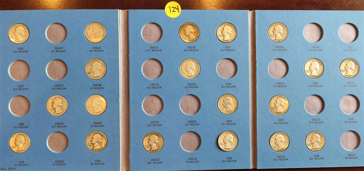 Washington Quarter Collection Number 2 - 19 Silver Quarters in Collector Folder 