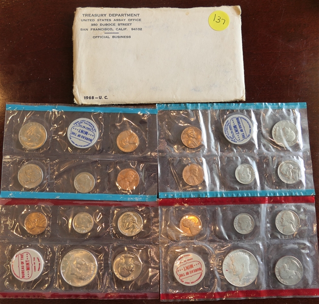 4 - 1968 Treasury Department Mint Sets - 2 Philadelphia Mint and 2 Denver Mint 