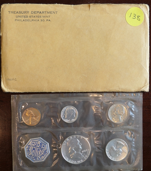 Treasury Department 1962 US Mint Philadelphia Mint Set - Silver Half, Silver Quarter, Silver Dime, Nickel, and Penny