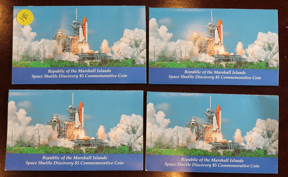 4 - Republic of the Marshall Islands Space Shuttle Discovery $5 Commemorative Coins - Each in Original Packaging in Information Bi Fold 