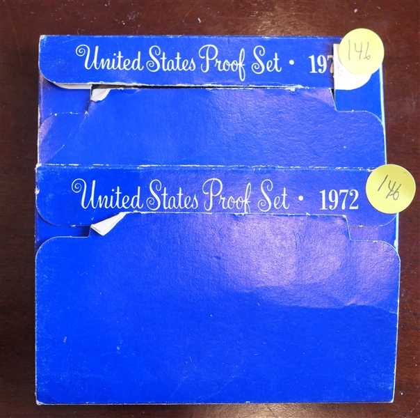 2 - 1972 United States Proof Sets in Hard Plastic Holder and Outer Cardboard Sleeves