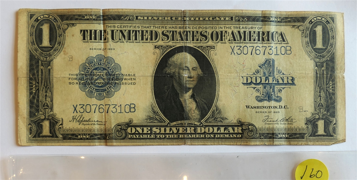 United States of America Blue Seal  One Silver Dollar - Silver Certificate - Series of 1923