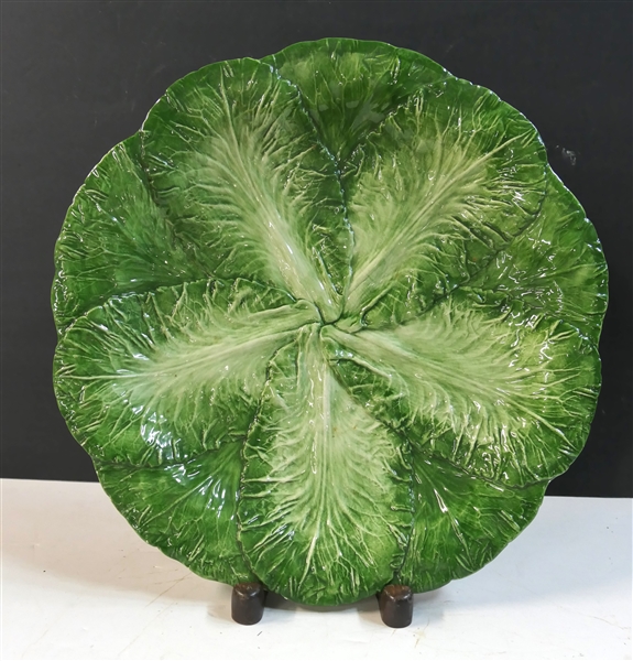 Vietri Made in Italy Green Leaf Platter - Measures 14 3/8" Across