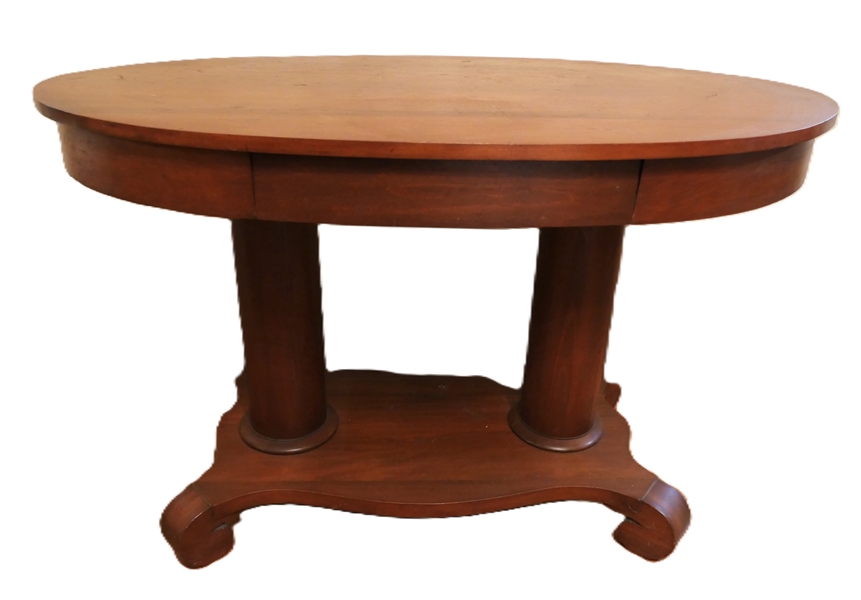 Fine Empire Mahogany Entry Table - Double Pedestal Base - Dovetailed Drawer - Measures 30" Tall 47 1/4" by 29 1/4" 