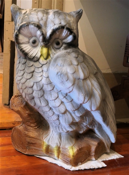 Large Painted Concrete Oil Statue - Owl Measures 20 1/2" tall 16" Wide