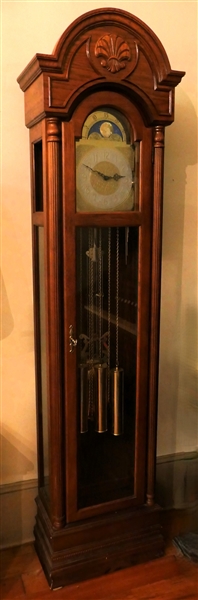 Oak Ridgeway Tall Case Clock with Moon Phase Dial - Right Top Side Is Missing 