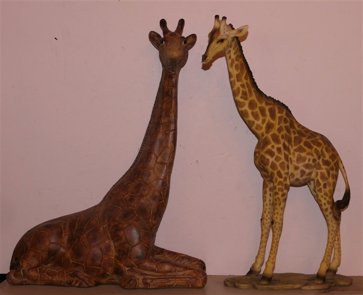 2 Resin Giraffes - Seated Giraffe Measures 17 1/2" Tall 