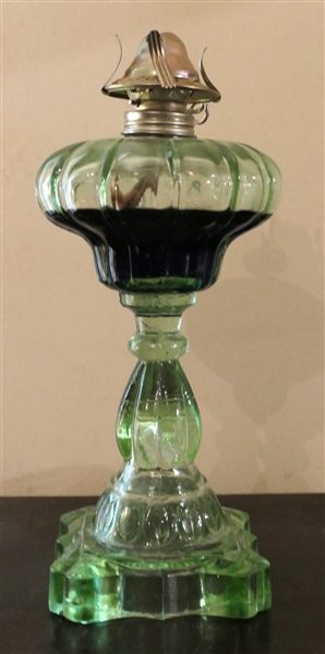 Green Oil Lamp with Number 1 Burner - Lamp Measures 10" to Burner