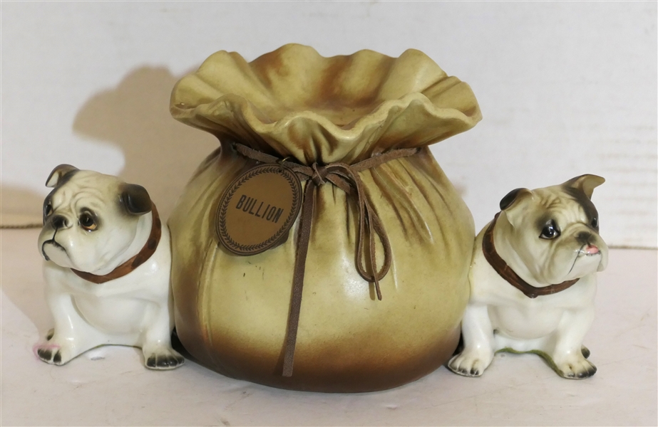 "Bullion" Ceramic Bull Dog Bank - Made in Japan - Measures 4 1/4" tall 8 Across