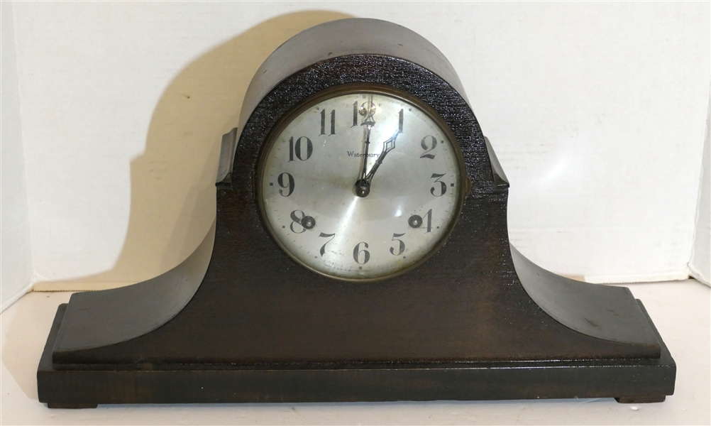 Waterbury Mantle Clock in Mahogany Case  - Original Finish Case - Case Measures 10 1/2" Tall 18" by 4 1/2" 