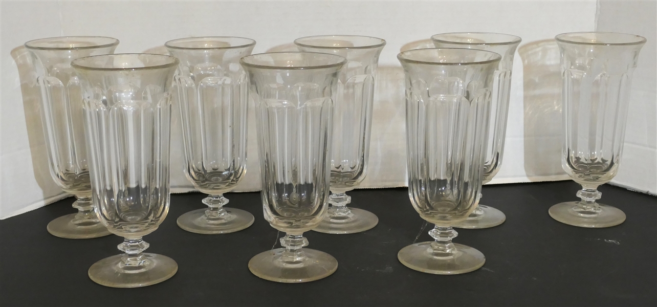 8 Heisey "Colonial" Footed Iced Tea Glasses - Each Measures 7 1/8" Tall 