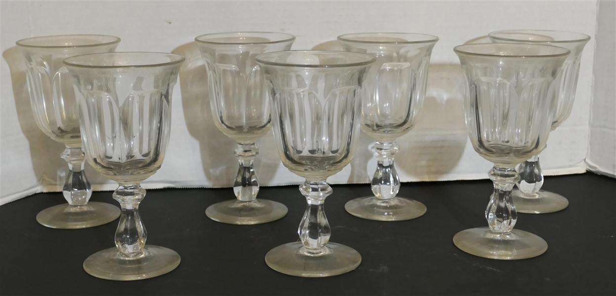 7 Heisey "Colonial" Water Goblets - Each Measures 6 1/2" Tall 