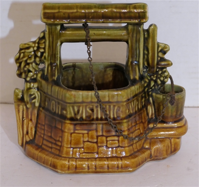 McCoy Wishing Well Planter  - McCoy - USA - Some Glaze Flaking on Top and Side - See Photos - Well Measures 6 1/2" Tall 