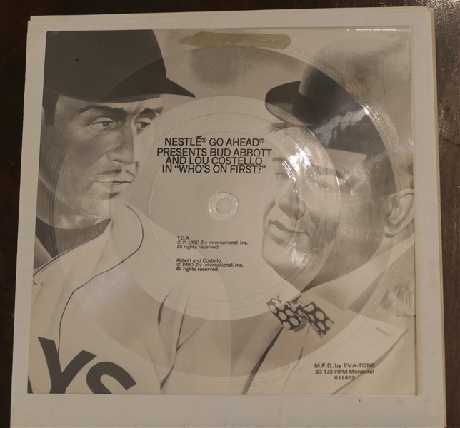 Nestle "Go Ahead" Bud Abbott and Lou Costello "Whos On First?" 1980s Record and Poster 