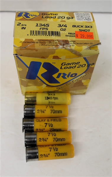 Full Box of Rio Game Load 20 Gauge 2 3/4" Buckshot Plus 5 Additional Shells