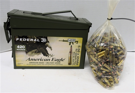 420 Rounds American Eagle Military Grade 5.56 x 45 MM Bullets - in Factory Sealed Ammo Box - Opened for Picture 