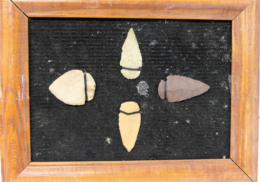 4 Framed Arrowheads - Brown  Arrowhead Measures 1 1/2" Long