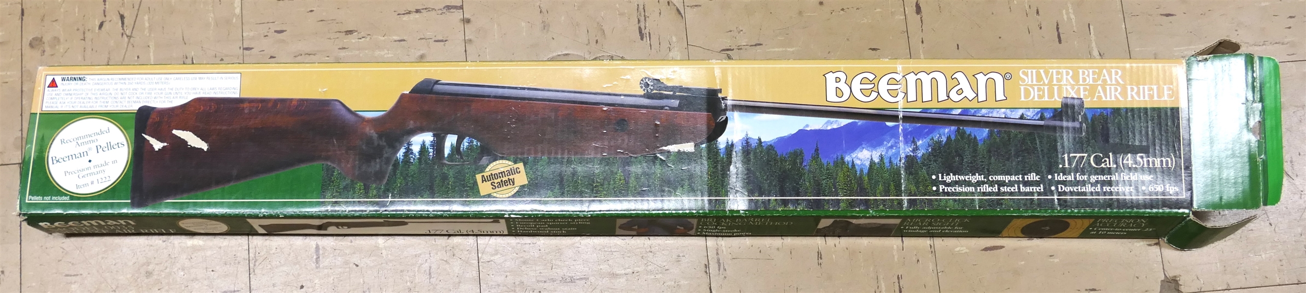 Beeman Silver Bear Deluxe Air Rifle - .177 Cal in Original Box and 2 New Boxes of 250 Count Daisy BBs - BB Gun is Missing Sight - Made in Spain 