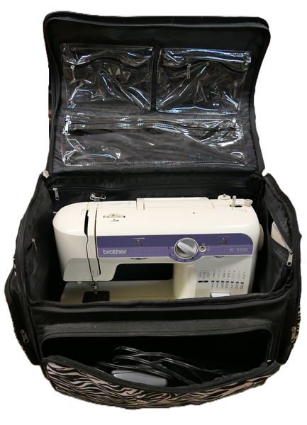 Brother XL - 5500 Sewing Machine in Zebra Print Travel Case - With Foot Pedal and Instruction Manual (Spanish Version) 