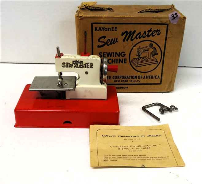 KAYanEE Sew Master Childs Sewing Machine in Original Cardboard Box with Original Instruction Manual - Crank Driven Metal Sewing Machine