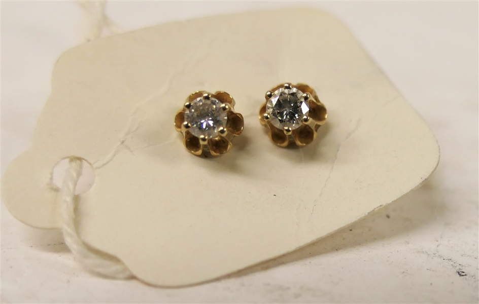 14kt Yellow Gold Diamond Screw Back Earrings 