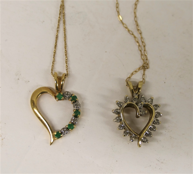 10kt and 14kt Gold Necklaces and Heart Pendants - Both are Tangled Together. Project Necklaces - Together Weighs 4.4 Grams