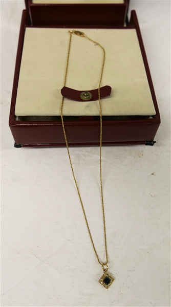 14kt Yellow Gold Effy Necklace in Nice Jewelry Case - Necklace Measures 18" - Pendant is Not Gold  - Chain Necklace Weighs 2.1 Grams