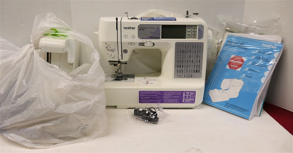 Brother Embroidery and Sewing Machine SE 400 - With Instruction Manual and Accessories 