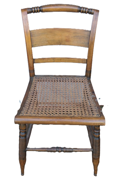 Hitchcock Stye Cane Bottom Side Chair - Turned Legs and Top - Caning on Set in Good Great Shape