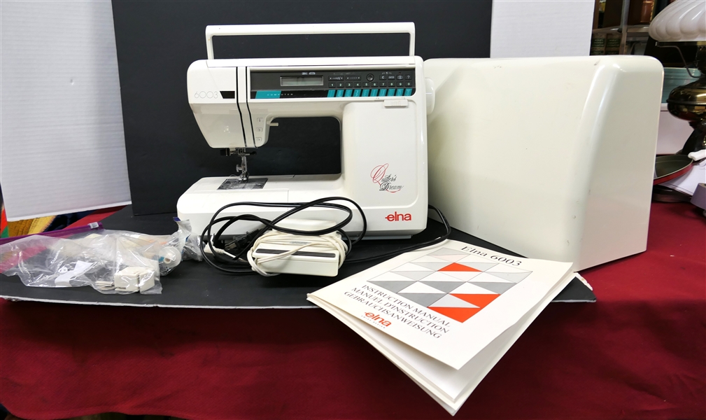 Elna "Quilters Dream" Sewing Machine - Elna 6003 - With Instruction Manual and Additional Attachments