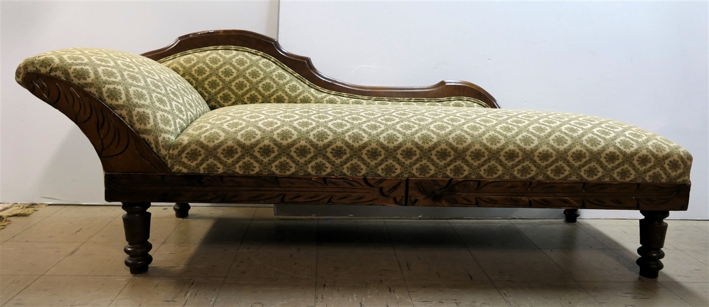 Dainty Fainting Couch With Carved Apron - Couch Measures 25" Tall 69" Long