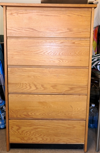 MCF Modern Contract Furniture  - Mid Century Chest of Drawers - Oak Drawer Fronts and Sides - Formica Top - 5 Drawer Chest Measures 47 1/2" Tall 28" by 20"