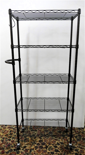 Dark Bronze Finish Trinity Basics - NSF - 5 Tier Rolling Cart with Pull Handle - Cart Measures 56" tall 24" by 12"