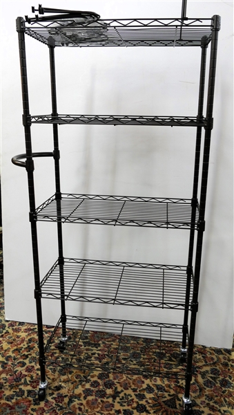 Dark Bronze Finish Trinity Basics - NSF - 5 Tier Rolling Cart with Pull Handle and Dividers  Cart Measures 56" tall 24" by 12" 