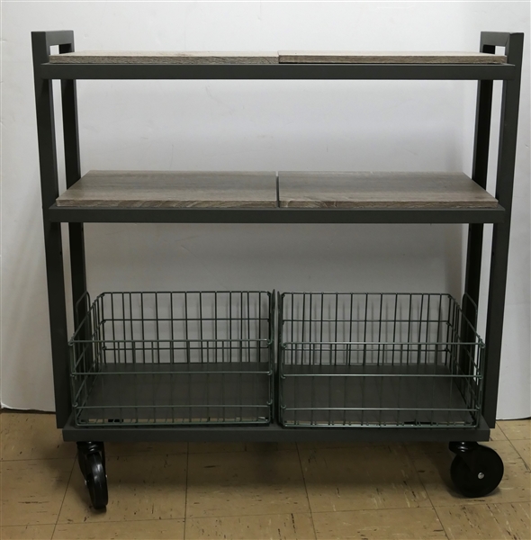 Rolling Kitchen Storage Cart with Removable Inserts (With Rubber Tipped Feet) and Removable Storage Baskets - Cart Measures 33" Tall 33" by 12" 